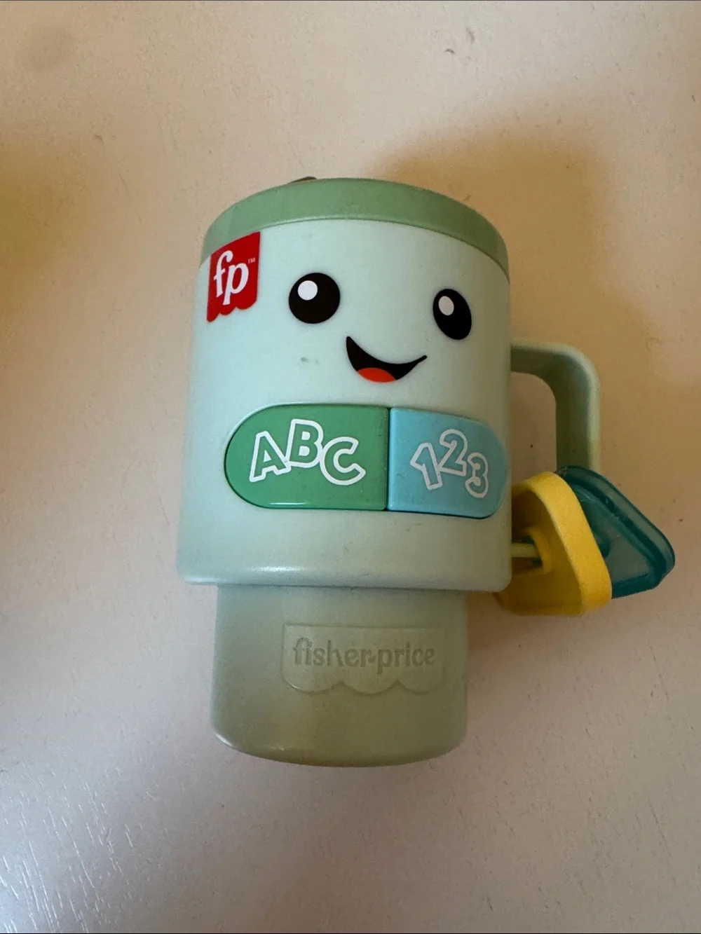 Fisher-Price Mint Green ABC & 123 Interactive Cup Toy with Yellow and Teal Keys
